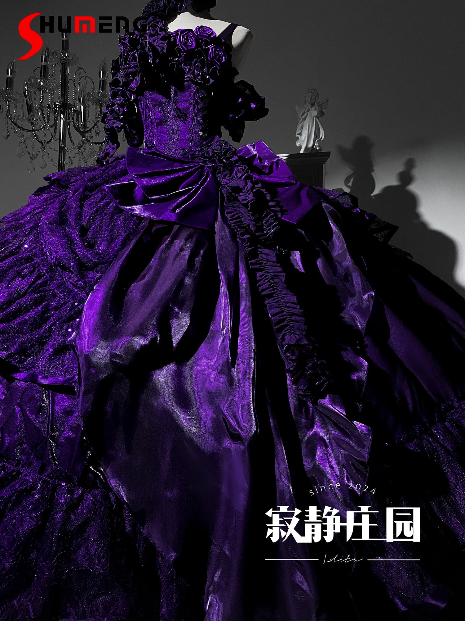 Original Purple Lolita Dark Gothic Fishbone Long Dress 2025 Halloween Christmas Cos Maxi Dresses for Women Sweet Wedding Dress