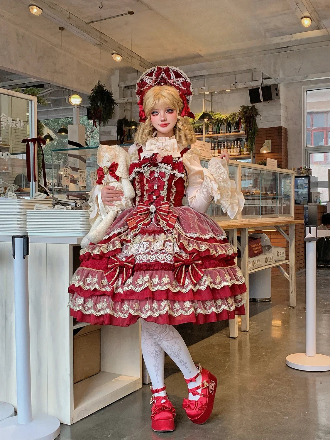 Original Gothic Cos Suspender Dress Jsk Summer New Female Slim-Fit Elegant Cute Bow Cake Dresses Women's Lolita Birthday Dress