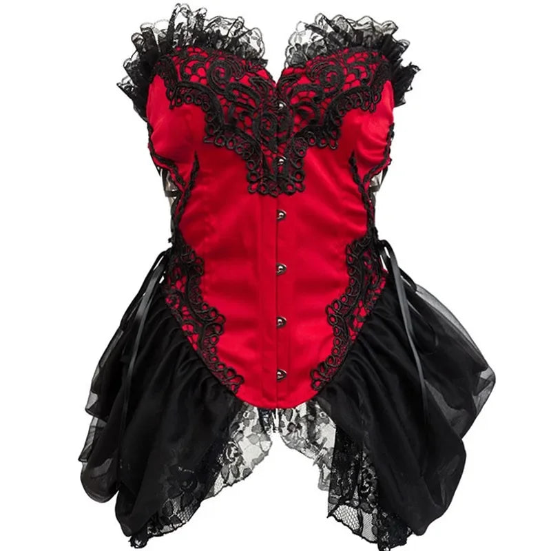 The Montmartre Tulle Corset Dress | Satin Overbust Gothic Bustier | Dark Romance Floral Dress | Parisian Princess