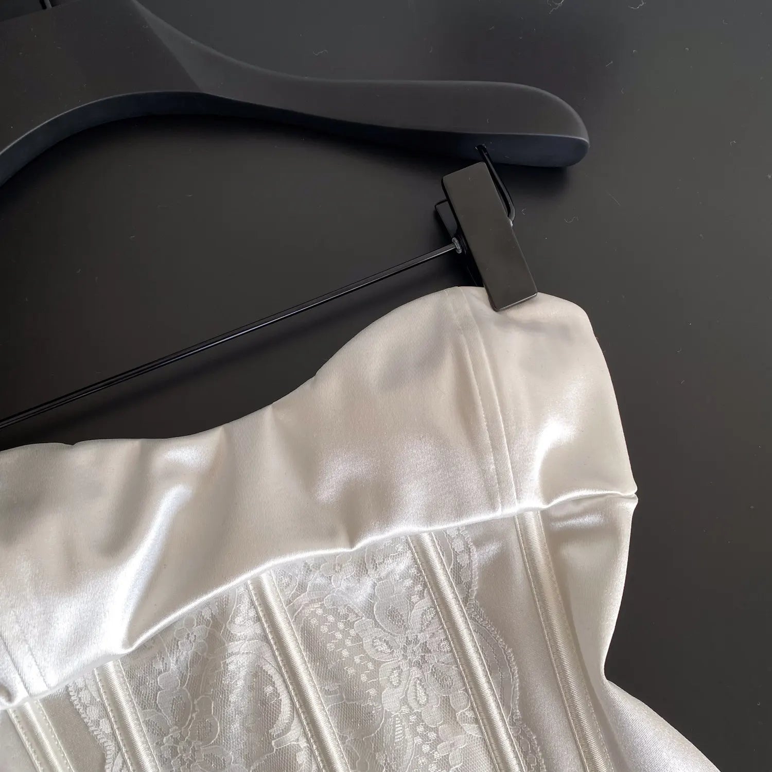The Fontainebleau Satin Corset Cami | French Lace Strapless Crop Top | Wedding & Night Out Tank | Parisian Princess