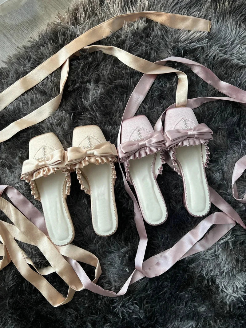 The Swan Satin Ballet Pumps | Lace-Up Platform Mary Jane | French Fairy Lolita Heels | Parisian Princess