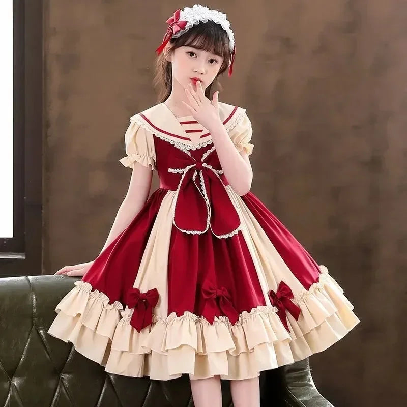 Petite Princess Lolita  Cute Princess Dress New Children's Fashion Birthday Dresses Tutu Send Headpiece 3-15Y 2023