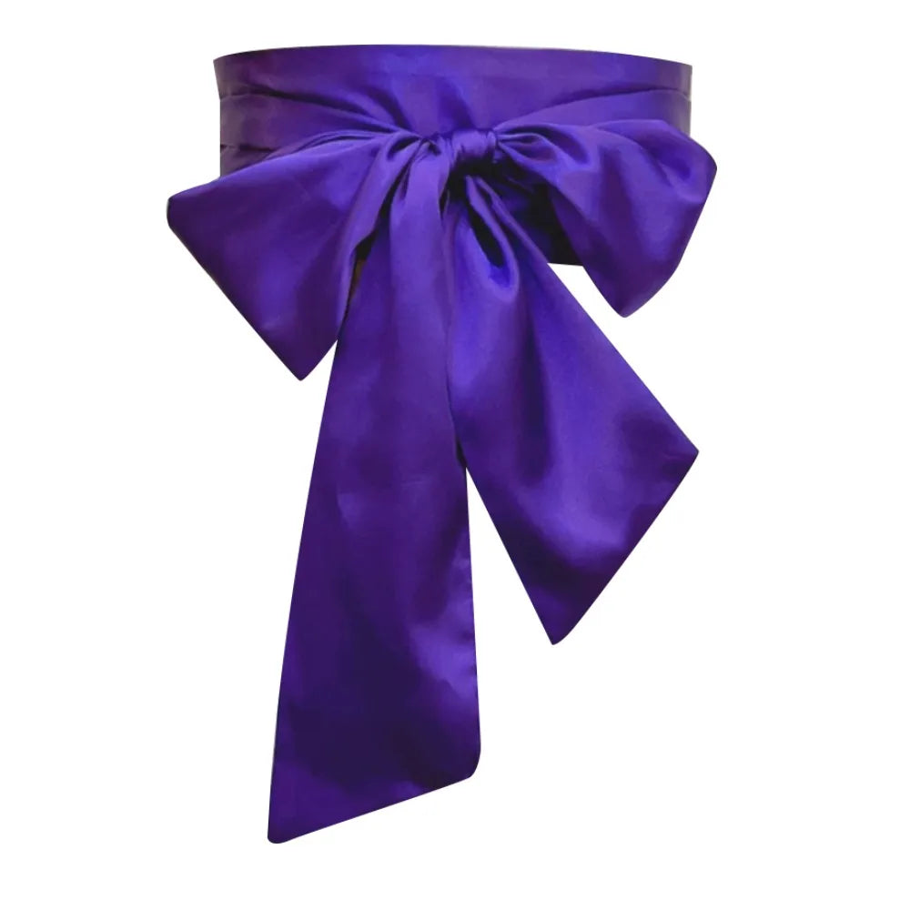 Satin Silk Parisian Bow Corset Waist Belt Decorative Wide Bowknot Fabric Ribbon Cummerbunds DIY Waist Cover For Women Lady Girl Bridal