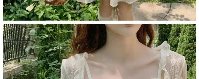 Lace Sun Protection Clothing Women's Summer Outerwear with Strap Vest Top Short Slim Long Sleeve Shirt Coat Gentle Breeze