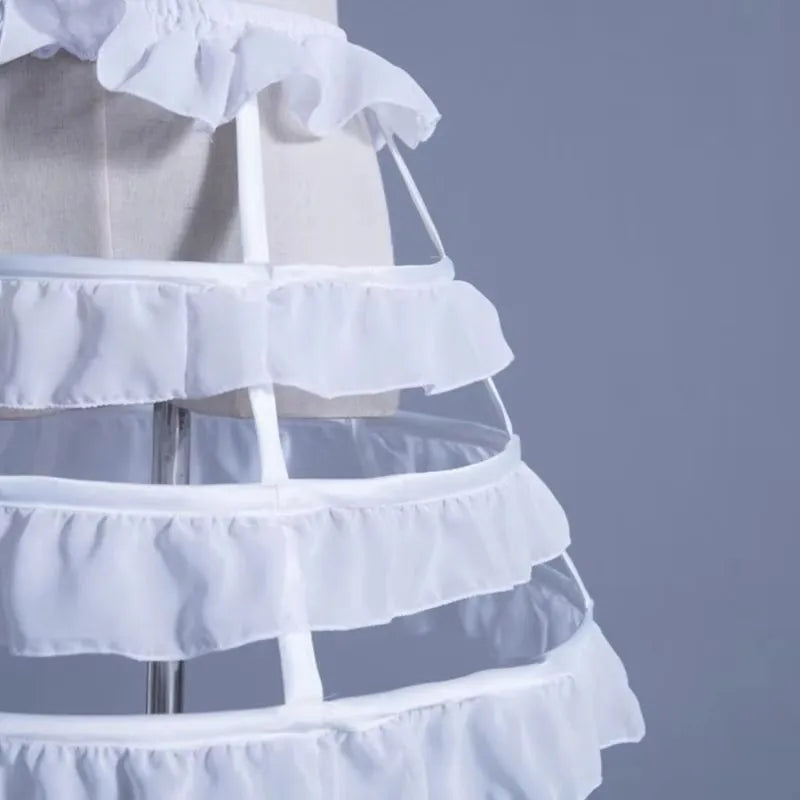 Women Girls Lolita Hollow Lotus Leaf Lace Bird Cage Fish Bone Skirt Cosplay Dress Skirt Petticoat Bride Wedding Dress Lining
