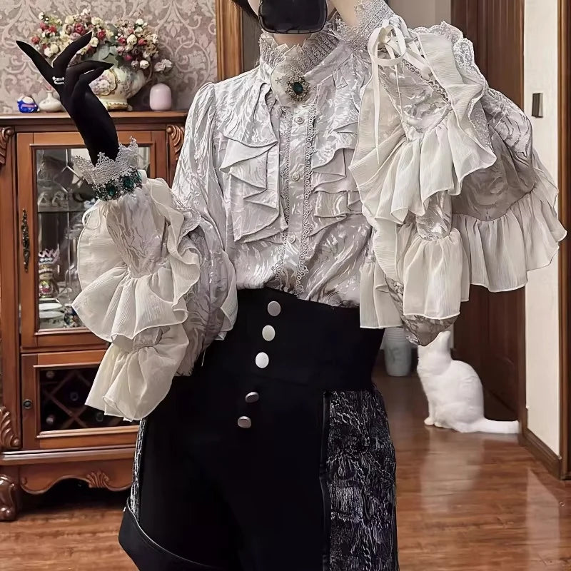 The Royal Court Ruffled Blouse | Vintage French Princess Shirt | Loose Long-Sleeve Top | Parisian Princess