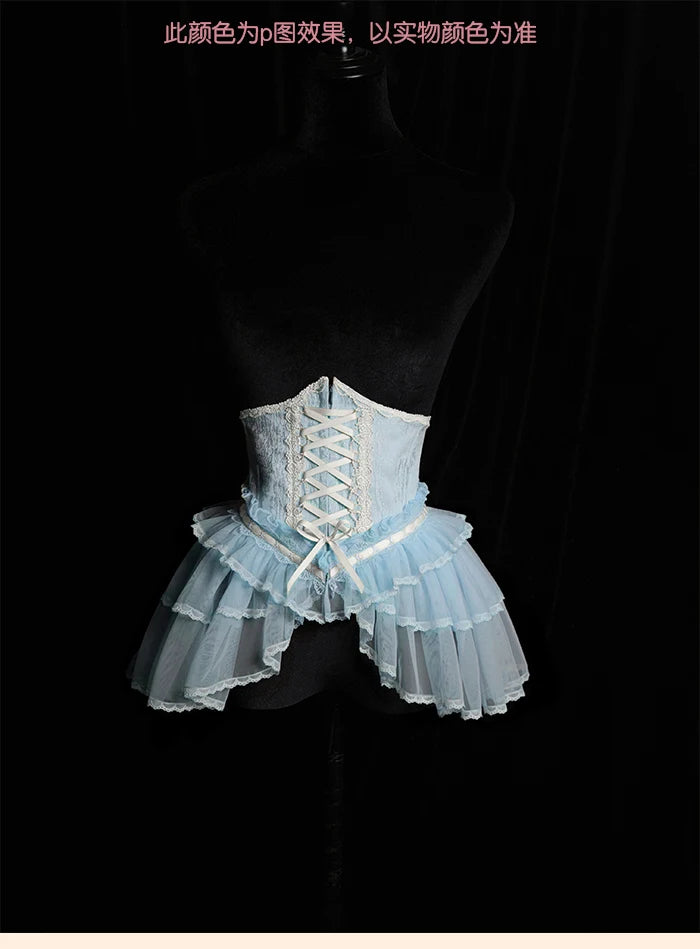The Versailles Layered Tulle Corset | Jacquard Lace-Up Bustier | Pre-Order Exclusive | Parisian Princess