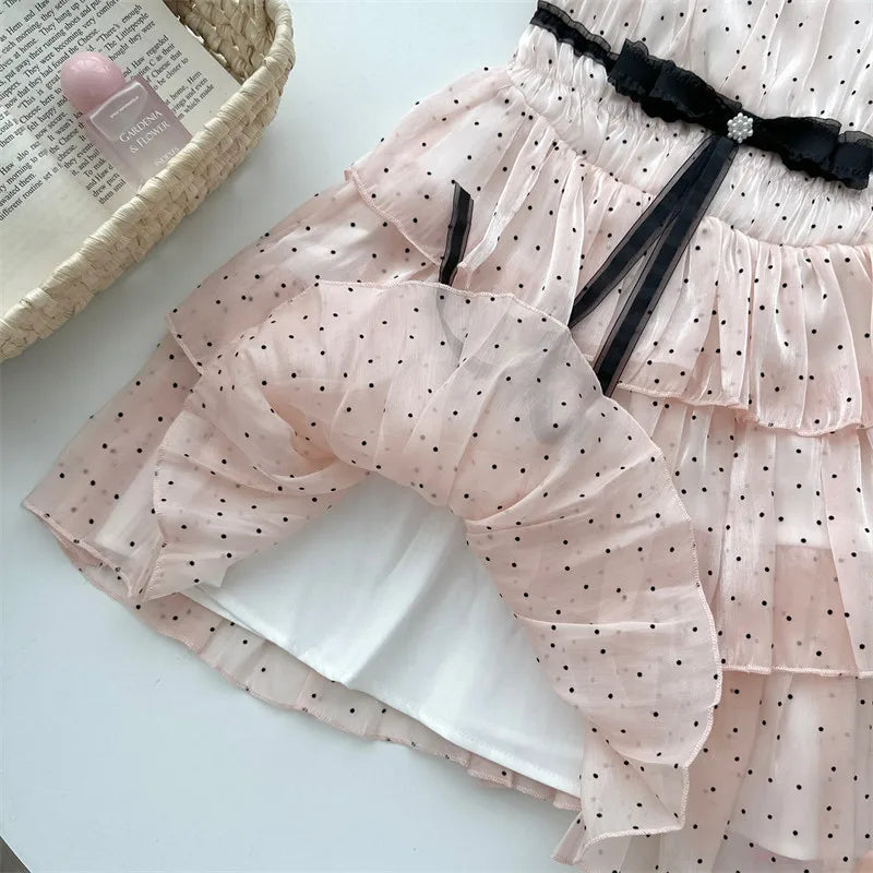 The Madeleine Pink Polka Dot Manteau | Parisian Bow Evening Mini | French Heritage A-Line Frock | 2026 Spring-Summer Atelier Collection
