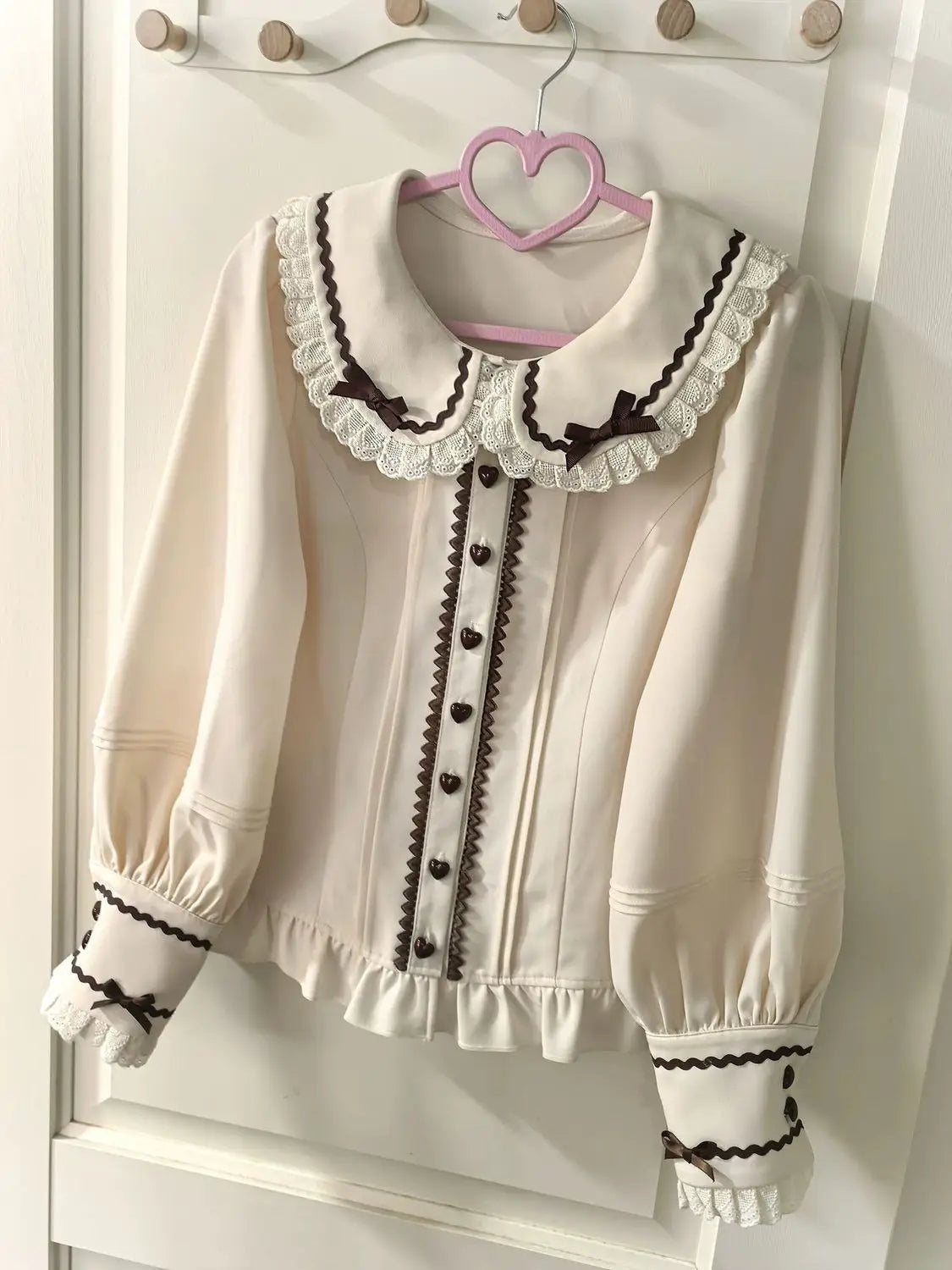 The Amélie Ruffled Chiffon Blouse | V-Neck Puff Sleeve Lolita Shirt | Sweet Parisian Top | Parisian Princess