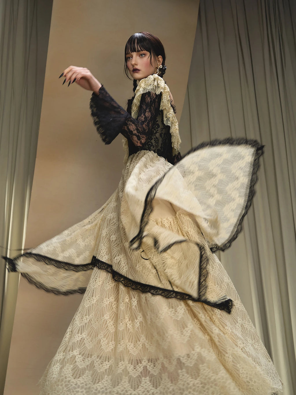 Parisian Lace Maxi Dresses Women Vintage Elegant Slim Luxury Lace Fishbone Dress Birthday Party Evening Dresses