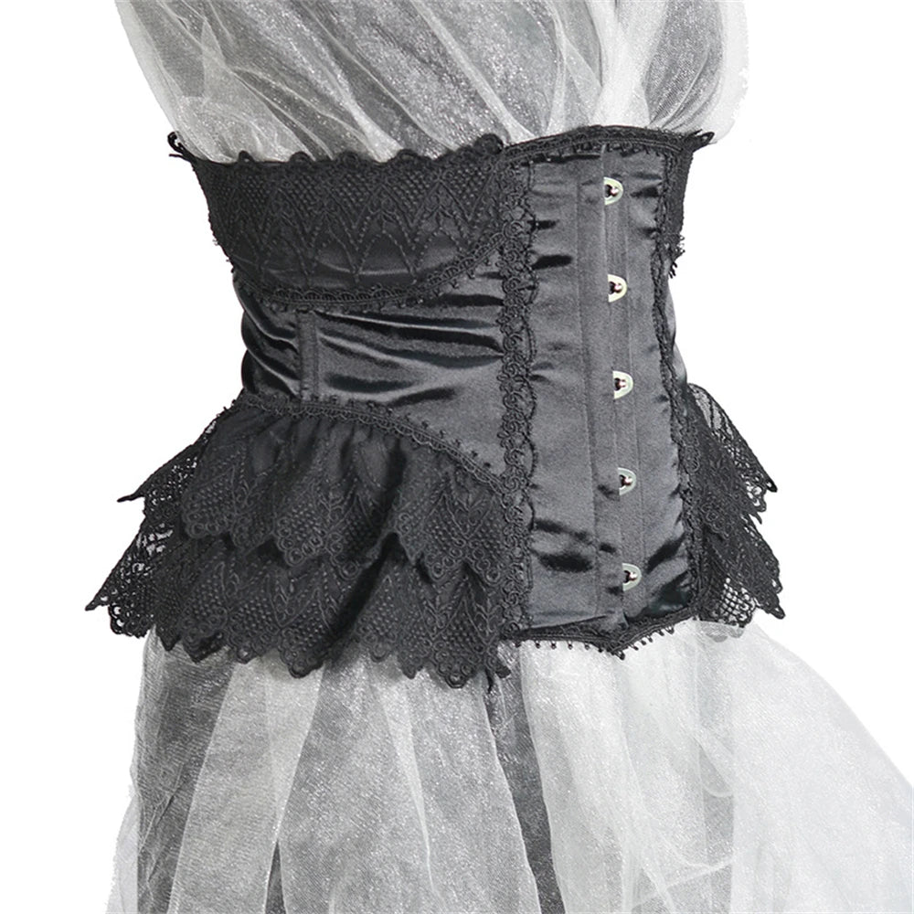 Women Short Steel Bones Floral Lace Underbust Corset Sexy Wedding Evening Dress Corsets Luxury Court Princess Cosplay Lolita