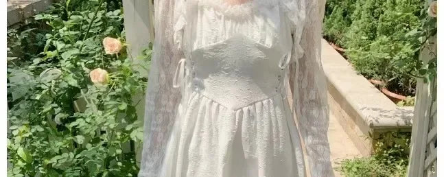 Lace Sun Protection Clothing Women's Summer Outerwear with Strap Vest Top Short Slim Long Sleeve Shirt Coat Gentle Breeze