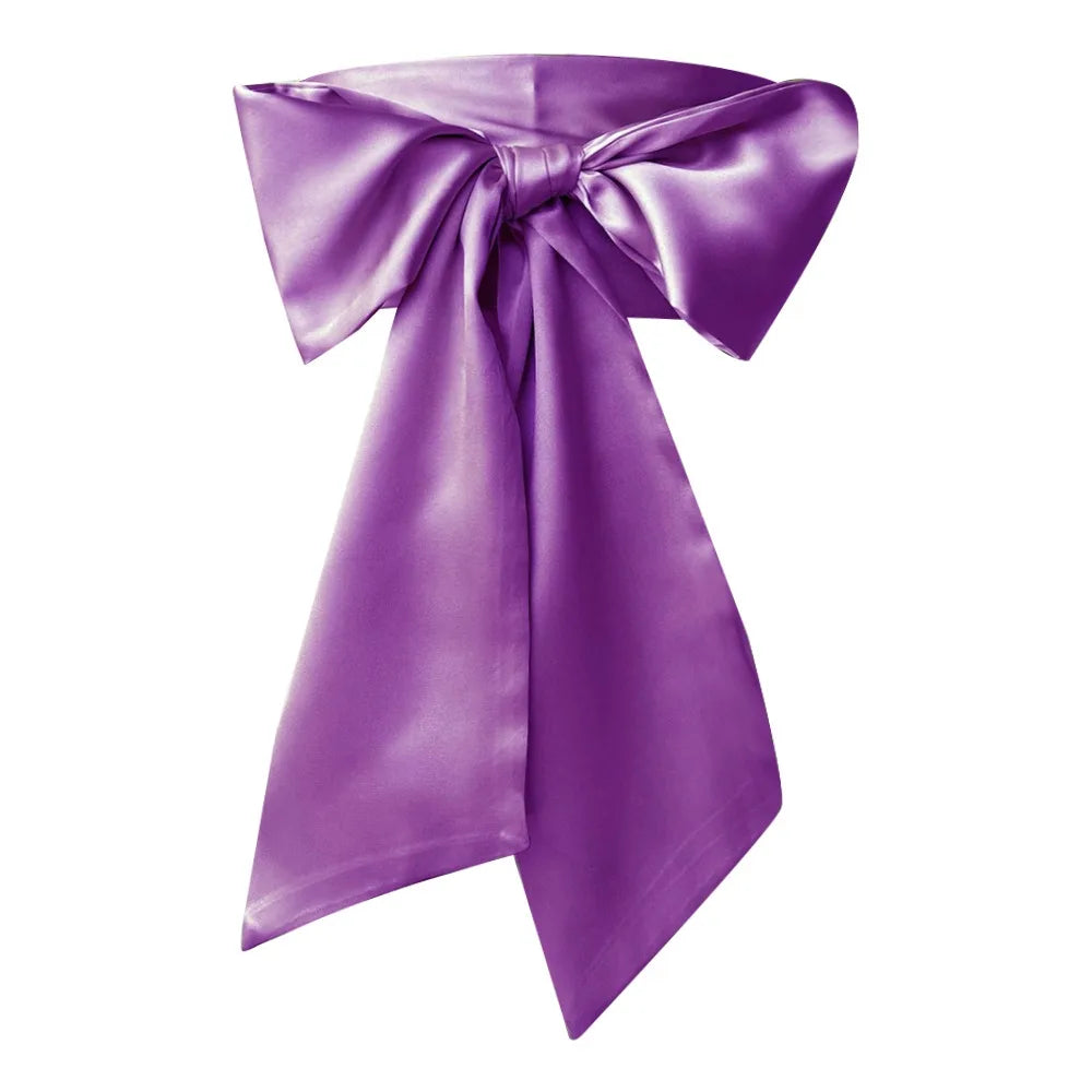 Satin Silk Parisian Bow Corset Waist Belt Decorative Wide Bowknot Fabric Ribbon Cummerbunds DIY Waist Cover For Women Lady Girl Bridal