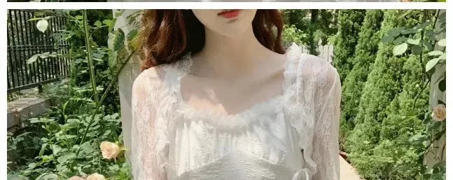 Lace Sun Protection Clothing Women's Summer Outerwear with Strap Vest Top Short Slim Long Sleeve Shirt Coat Gentle Breeze