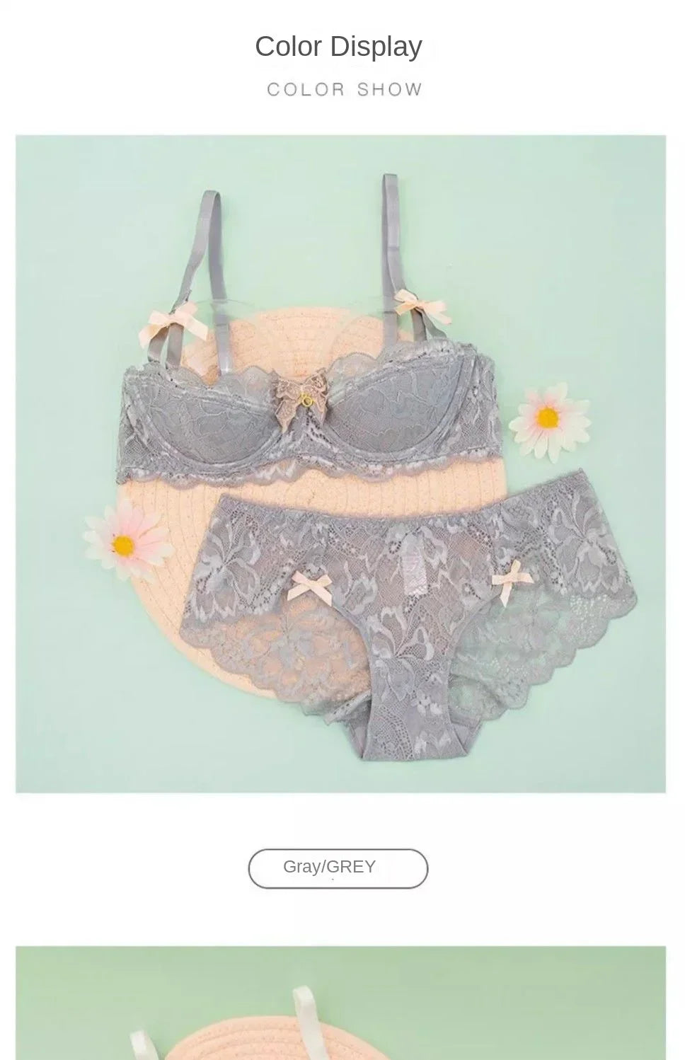 The Versailles Rabbit Ear Lace Bra Set | Half-Cup Push-Up Underwire | French Lace | Parisian Princess