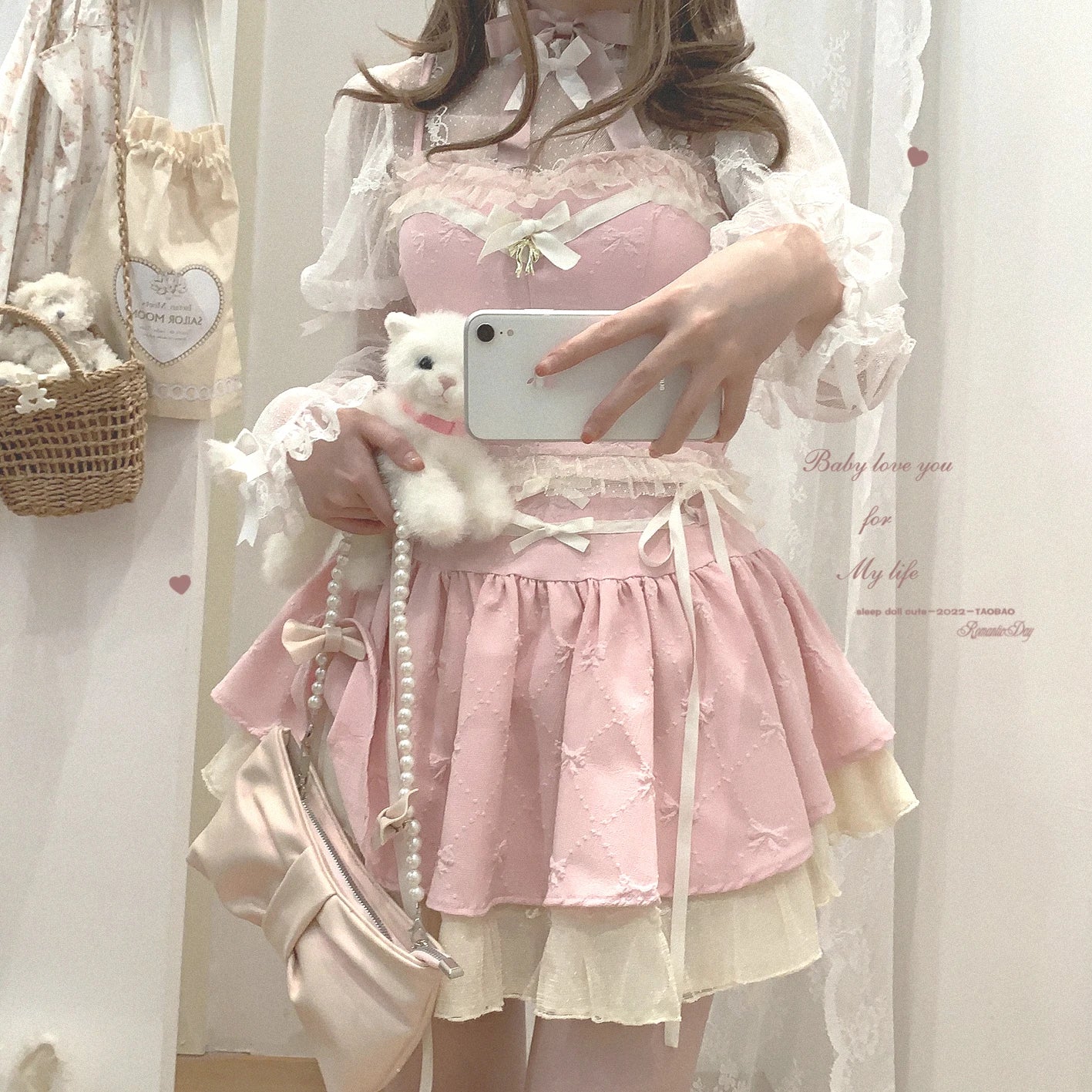 The Odette Ballet Bow Tie Set | Lace-Up High Waist Skirt & Strappy Top | Parisian Coquette Outfit