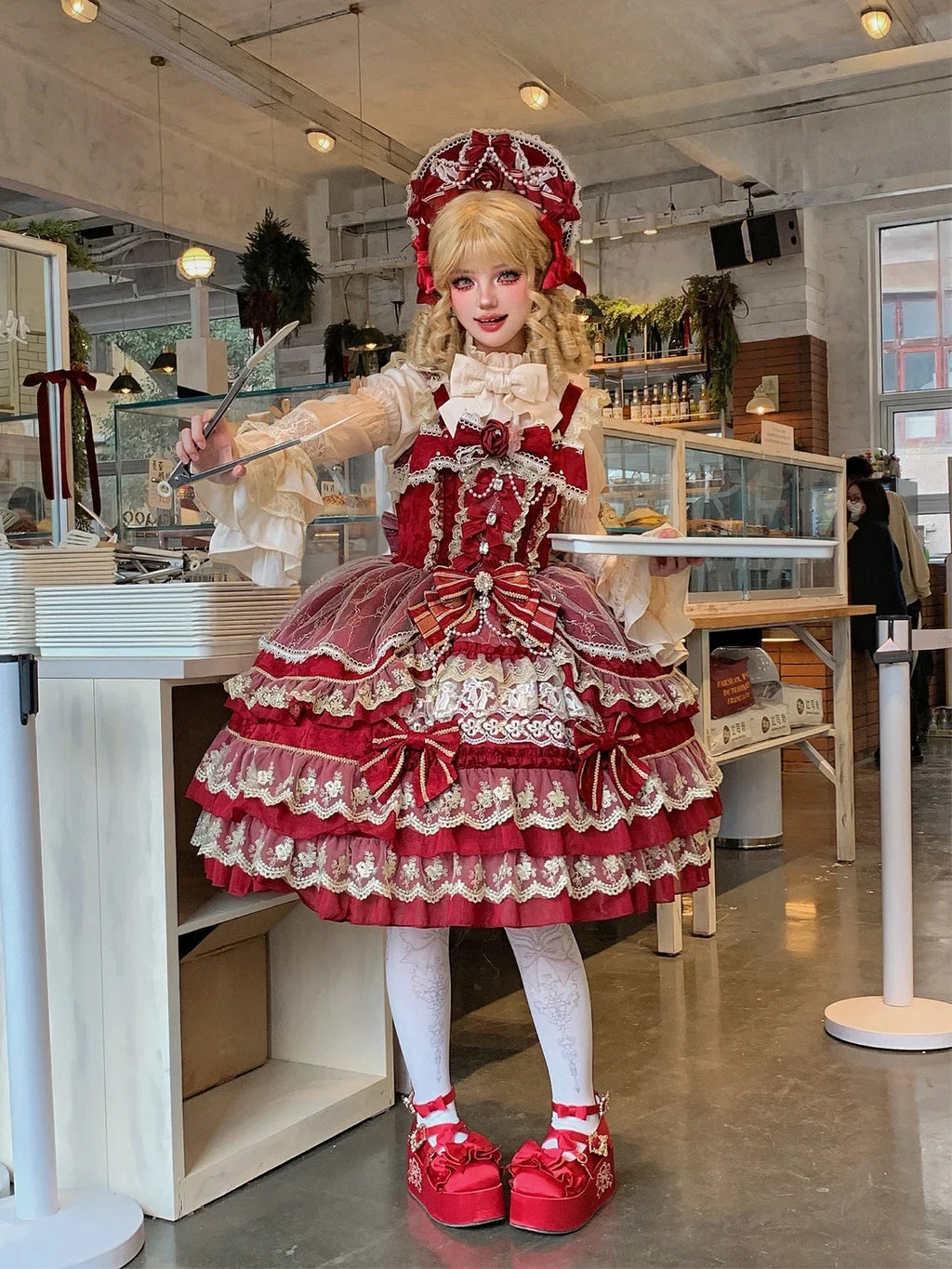 Original Gothic Cos Suspender Dress Jsk Summer New Female Slim-Fit Elegant Cute Bow Cake Dresses Women's Lolita Birthday Dress