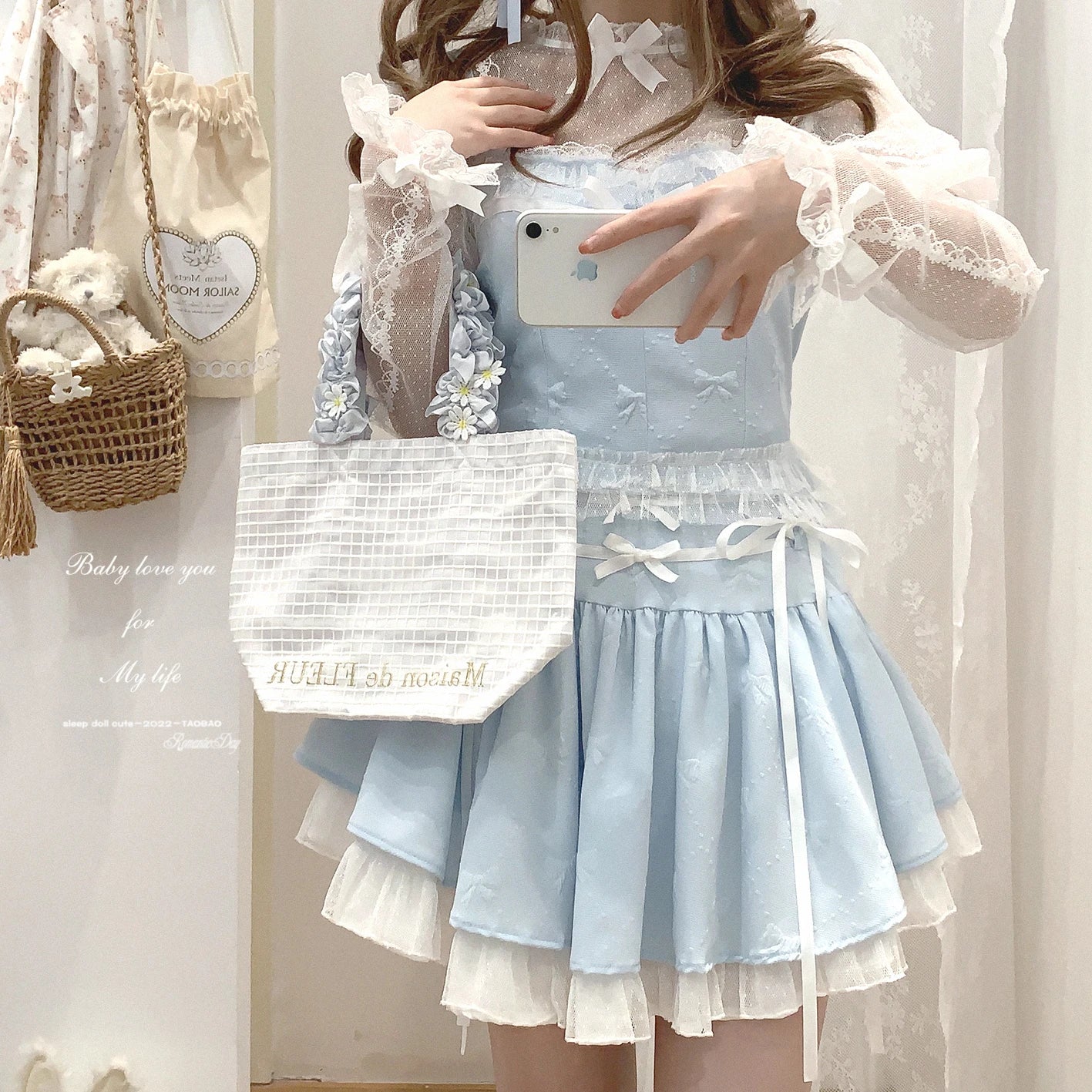 The Odette Ballet Bow Tie Set | Lace-Up High Waist Skirt & Strappy Top | Parisian Coquette Outfit