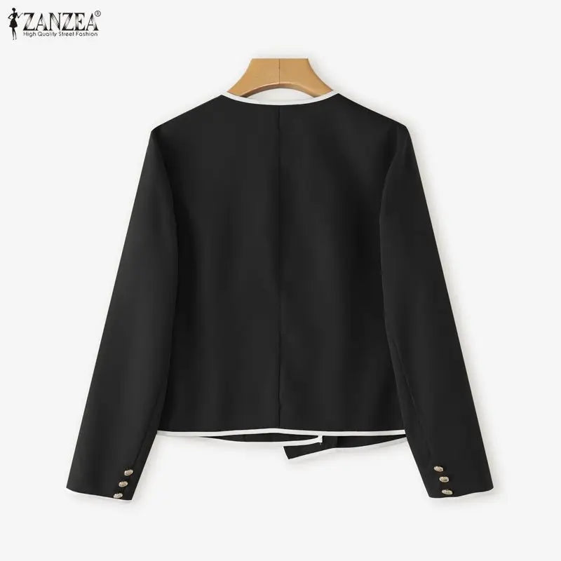 Parisian Elegant Blazer Double Breasted Long Sleeve Coats Women Fashion Bow Office Outerwear 2025 Casual Street Jackerts