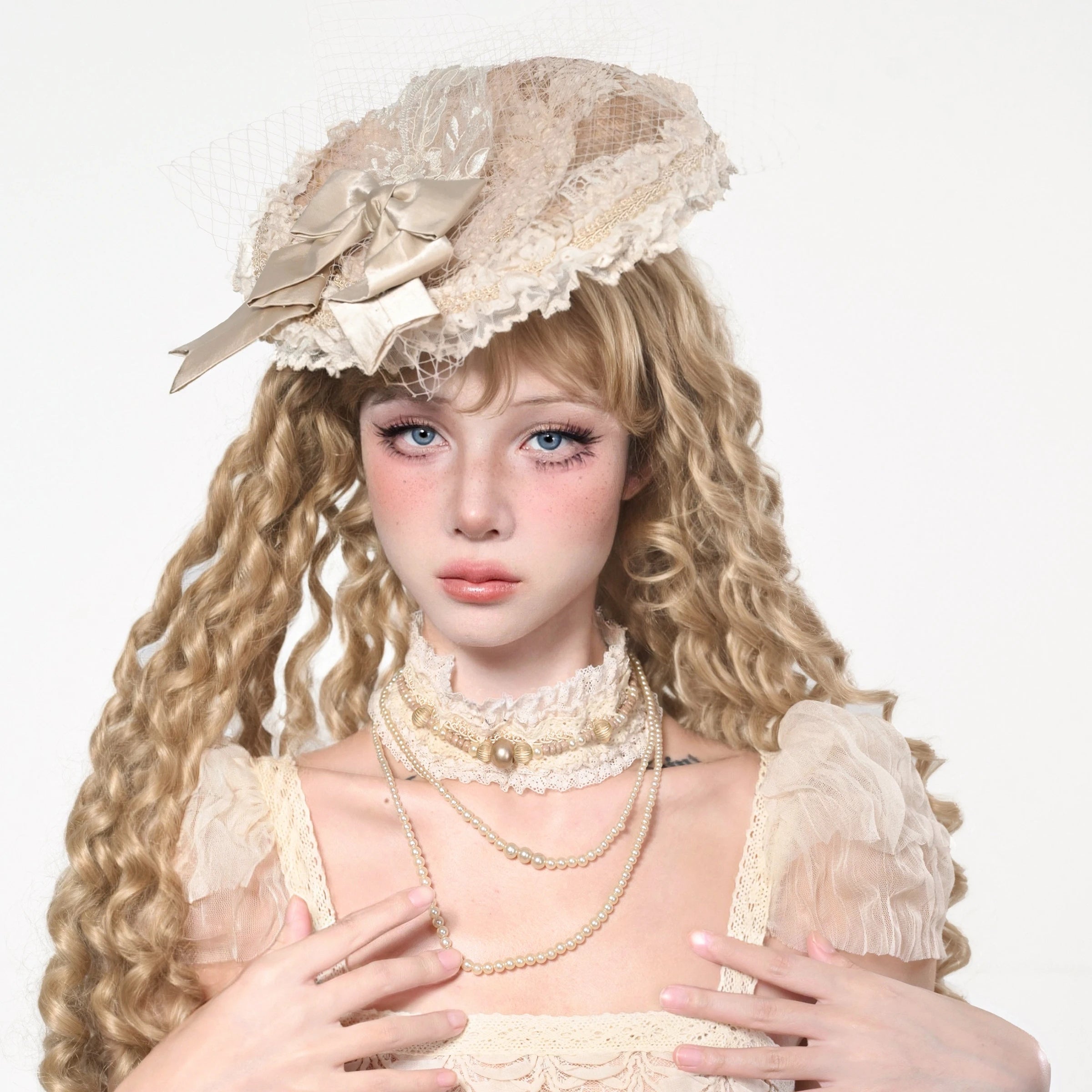 The Montmartre Lace Ribbon Fascinator | Floral Mesh Lolita Hat | Vintage Theatrical Headpiece | Parisian Princess