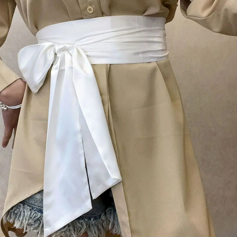 Satin Silk Parisian Bow Corset Waist Belt Decorative Wide Bowknot Fabric Ribbon Cummerbunds DIY Waist Cover For Women Lady Girl Bridal