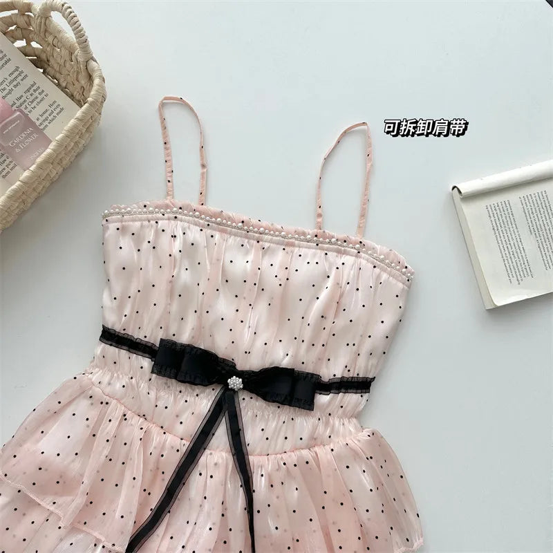 The Madeleine Pink Polka Dot Manteau | Parisian Bow Evening Mini | French Heritage A-Line Frock | 2026 Spring-Summer Atelier Collection