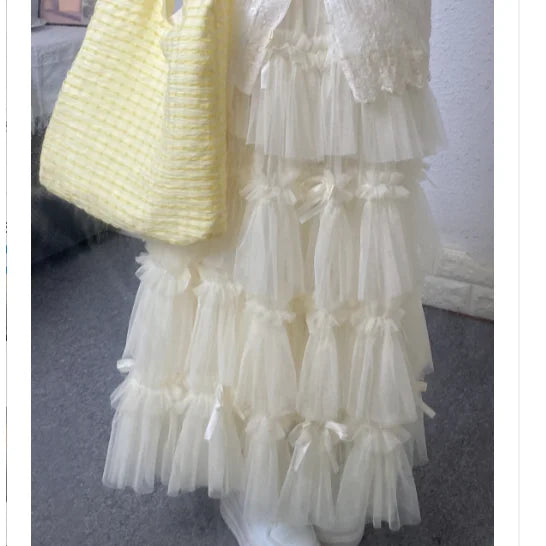 The Trianon Layered Gauze Cake Skirt | Romantic Ruffle A-Line Midi | European Princesscore Skirt | Parisian Princess