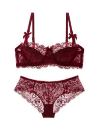 The Versailles Rabbit Ear Lace Bra Set | Half-Cup Push-Up Underwire | French Lace | Parisian Princess