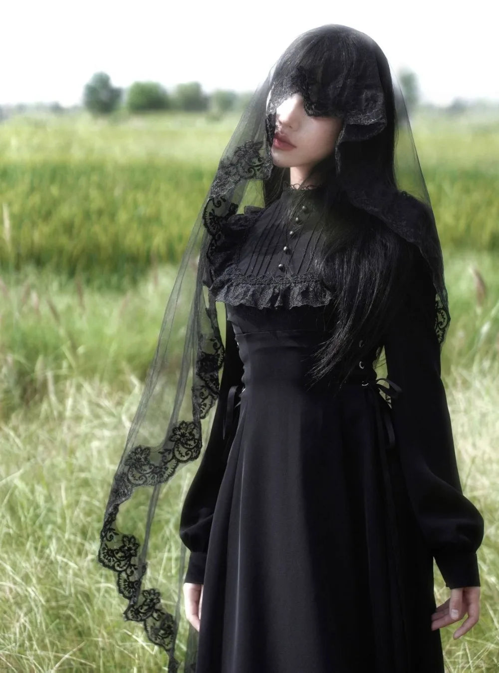 Coalfell French Gentle Heavy Engineering Dress Design Fall and Winter Long-sleeved New Waist Lace Thin Temperament Long Dress