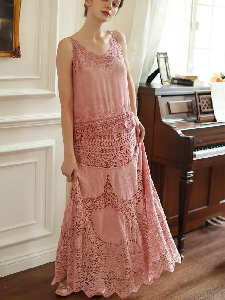 96cm Bust Summer Dress Victoria Vintage Exquisite Embroidery Lace Cape Wedding Dress Elegant Comfortable Cotton Maxi Dress