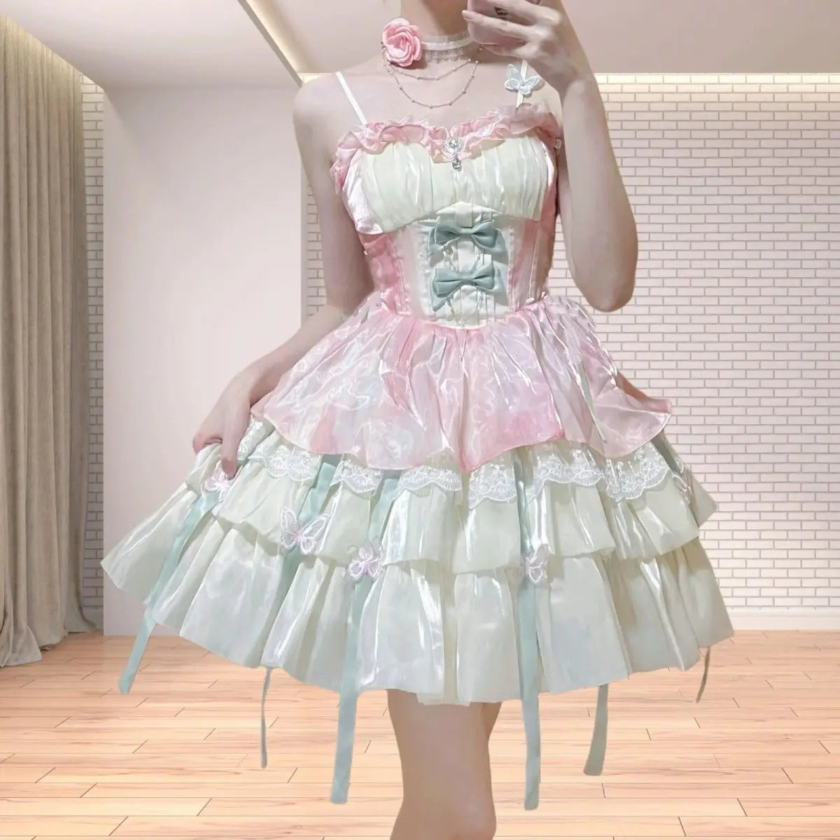 The Madeleine Lolita Mini | French Solid A-Line Party Dress | O-Neck Tatting Short Sleeve Vestido | Parisian Princess