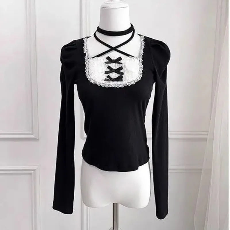 The Amélie Ruffled Chiffon Blouse | V-Neck Puff Sleeve Lolita Shirt | Sweet Parisian Top | Parisian Princess