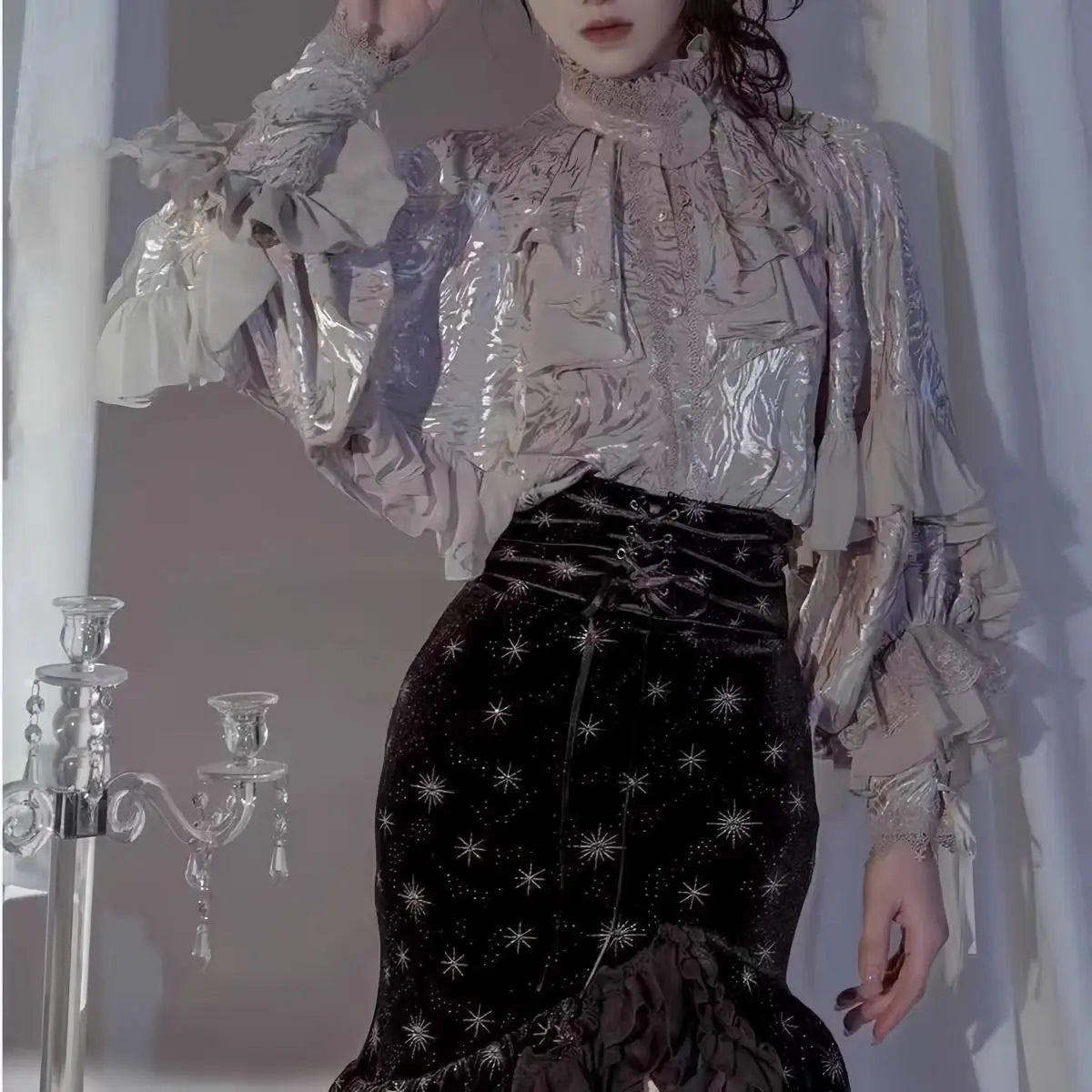 The Royal Court Ruffled Blouse | Vintage French Princess Shirt | Loose Long-Sleeve Top | Parisian Princess