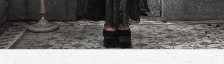 Gothica Original Design Vampire Black Red Dress Lace Patch Gothic Velvet Trumpet Sleeveless Sexy X-Long Dress Halloween