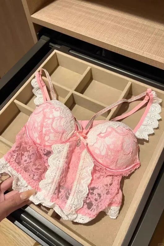 The Jardin Floral Lace Bra Set | Push-Up Underwire 3/4 Cup | Lace Lingerie Set | Parisian Princess