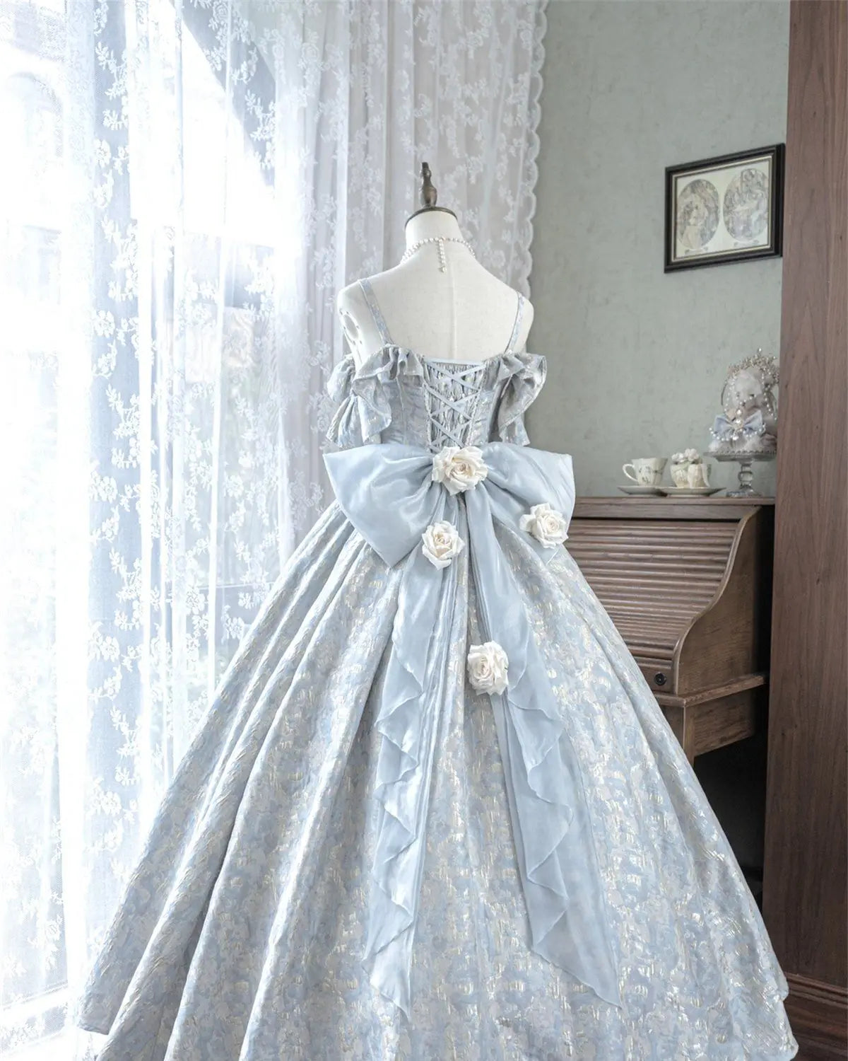 Lolita Original Princess Dress Fashion Sweet Flower Bead High Waist Slim Long Suspender Dress Wedding Gorgeous Adult Party Dress