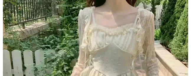 Lace Sun Protection Clothing Women's Summer Outerwear with Strap Vest Top Short Slim Long Sleeve Shirt Coat Gentle Breeze