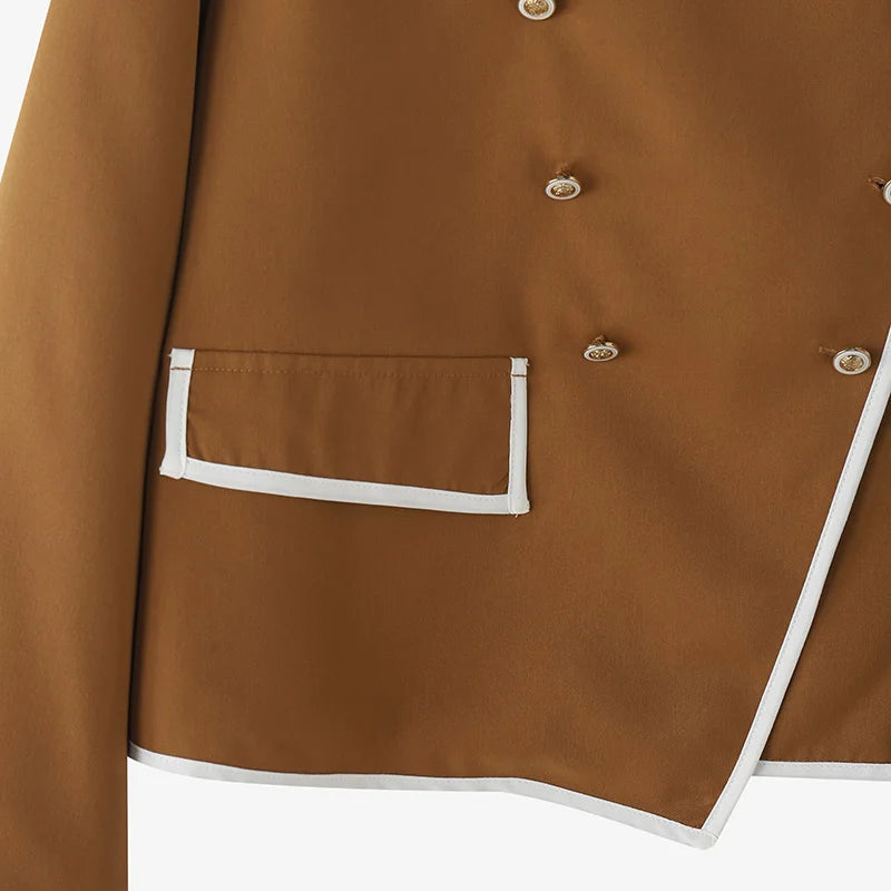 Parisian Elegant Blazer Double Breasted Long Sleeve Coats Women Fashion Bow Office Outerwear 2025 Casual Street Jackerts