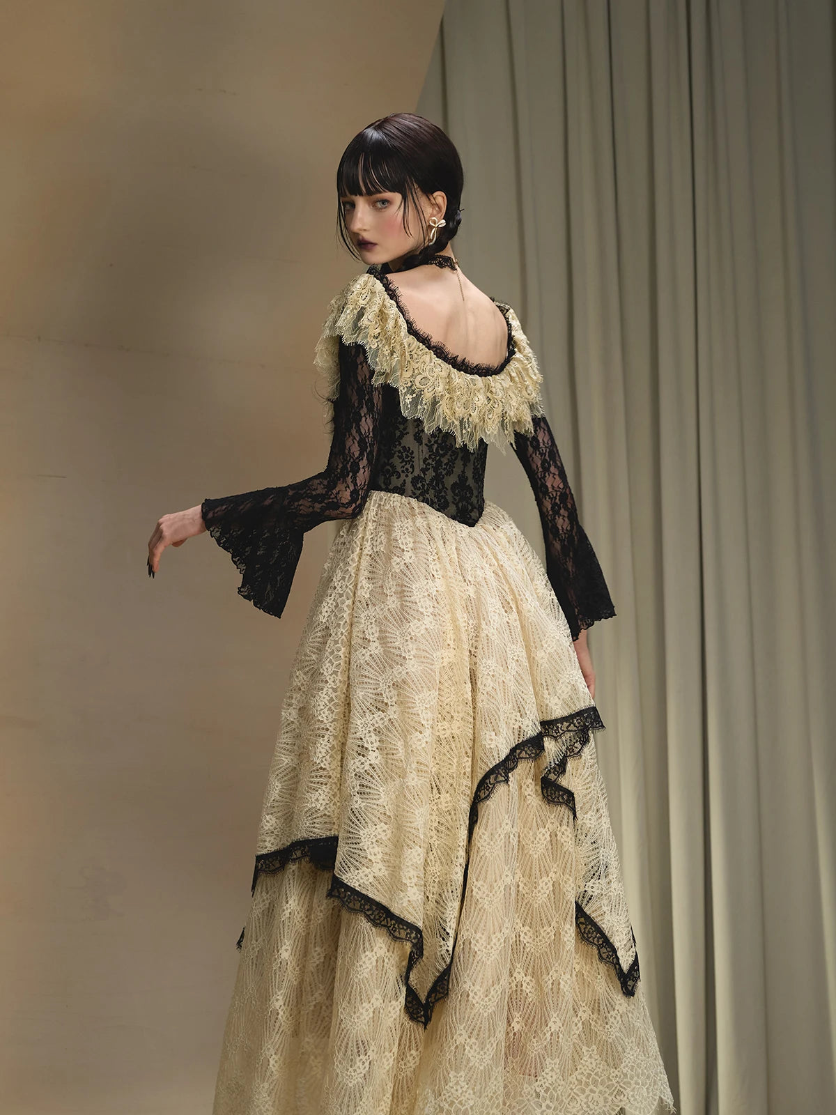 Parisian Lace Maxi Dresses Women Vintage Elegant Slim Luxury Lace Fishbone Dress Birthday Party Evening Dresses