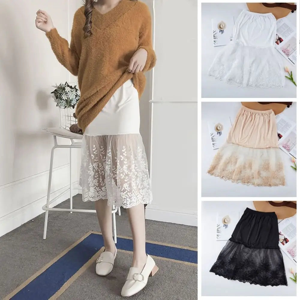 The Juliette Lace Underskirt | Parisian Silk-Touch Petticoat | Anti-Glare Safety Slip | French Lace Lining