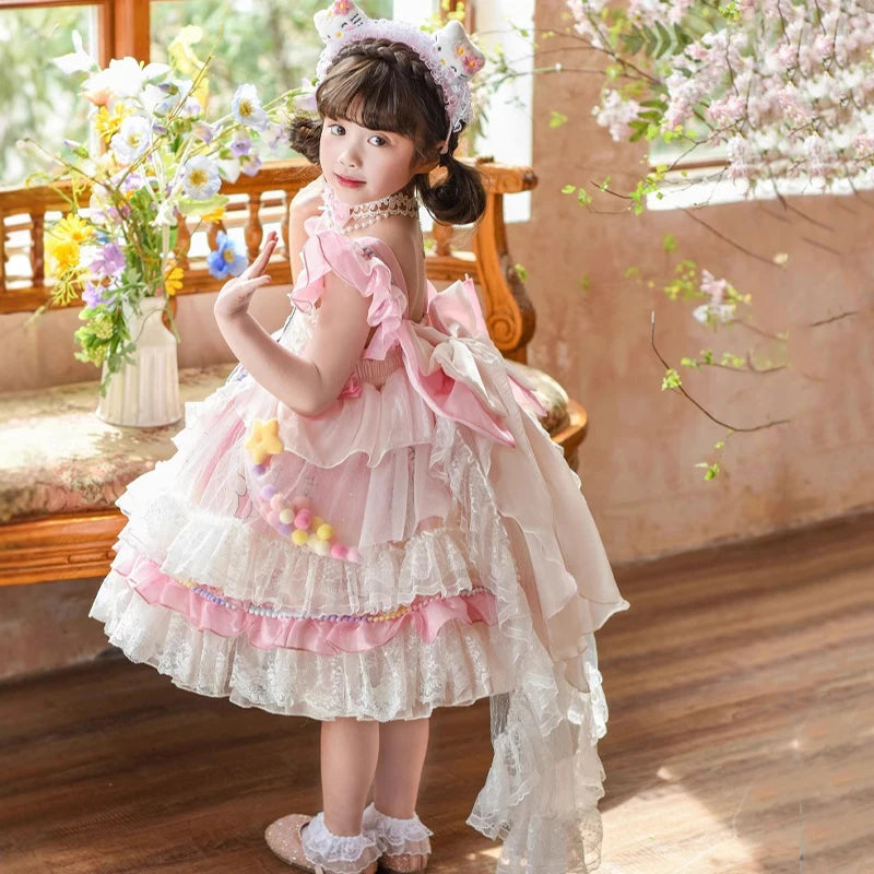 cute Hello Kitty Dress Lolita Girls Party Skirt Girl Kid's Dress Children's Clothes Girls Clothes Kawaii Anime Birthday Gift
