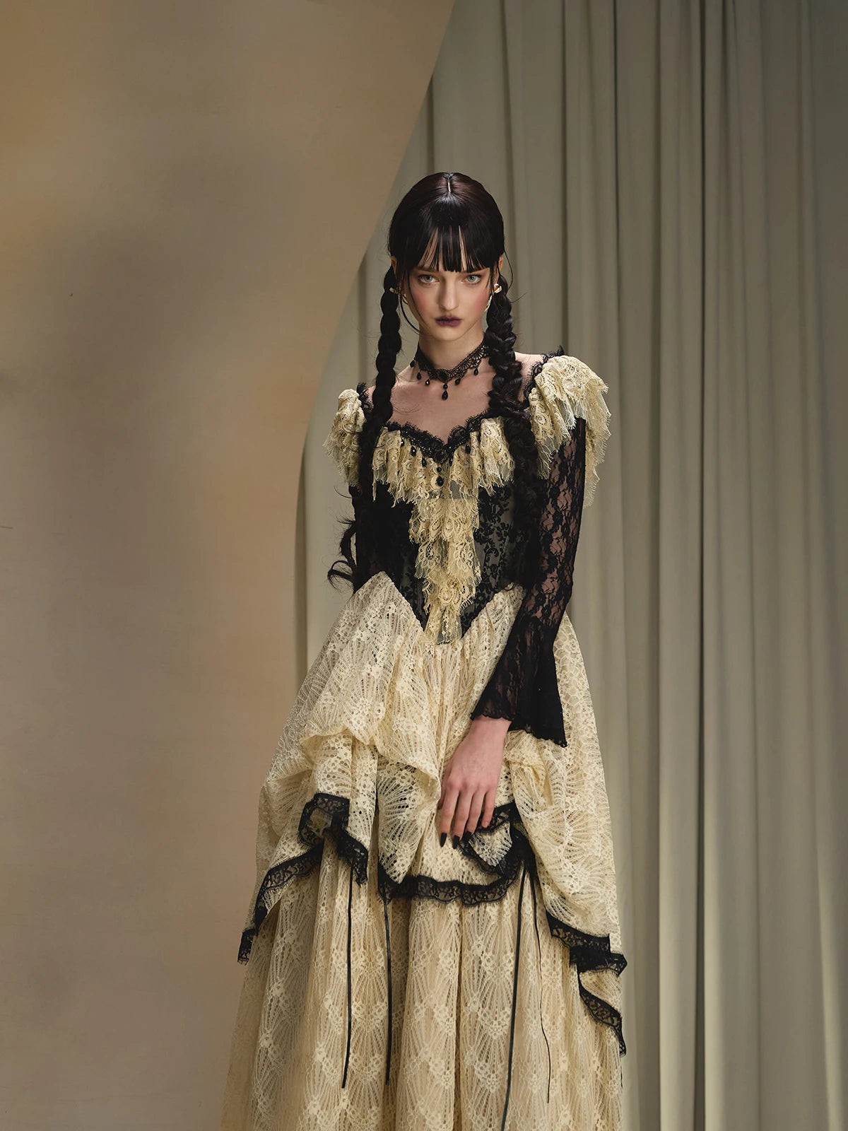 Parisian Lace Maxi Dresses Women Vintage Elegant Slim Luxury Lace Fishbone Dress Birthday Party Evening Dresses