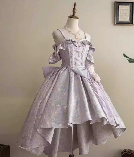 Lolita Original Princess Dress Fashion Sweet Flower Bead High Waist Slim Long Suspender Dress Wedding Gorgeous Adult Party Dress