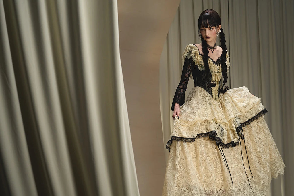 Parisian Lace Maxi Dresses Women Vintage Elegant Slim Luxury Lace Fishbone Dress Birthday Party Evening Dresses