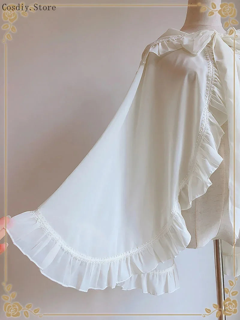 Lolita Chiffon Open Front Wraps Poncho Soft Coat Capes Girls Sweet Hood Covers Sweet Ruffle Shawl Cape Sun Protective For Women