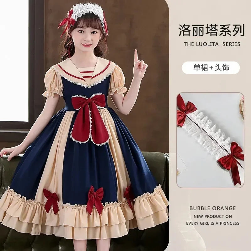 Petite Princess Lolita  Cute Princess Dress New Children's Fashion Birthday Dresses Tutu Send Headpiece 3-15Y 2023
