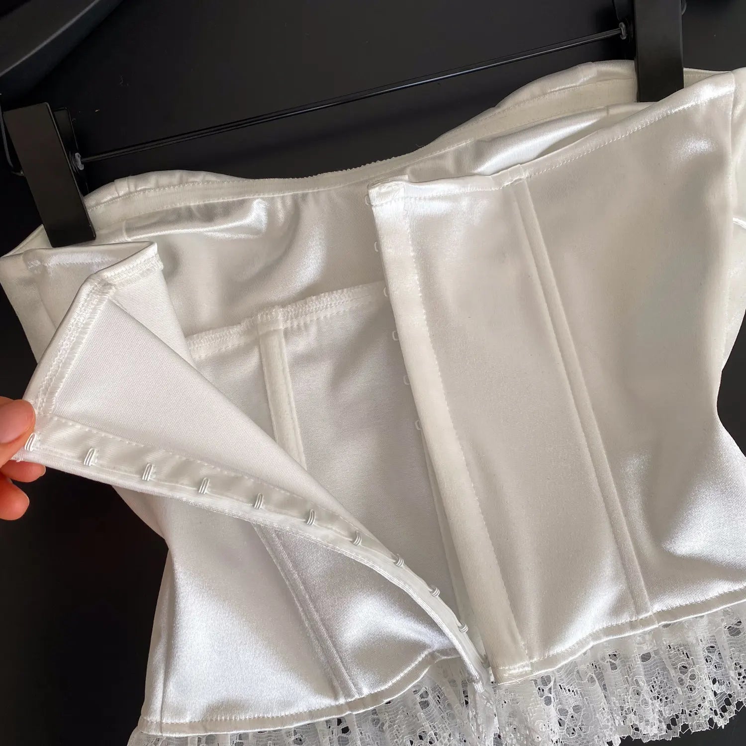 The Fontainebleau Satin Corset Cami | French Lace Strapless Crop Top | Wedding & Night Out Tank | Parisian Princess