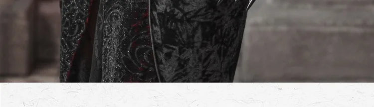 Gothica Original Design Vampire Black Red Dress Lace Patch Gothic Velvet Trumpet Sleeveless Sexy X-Long Dress Halloween