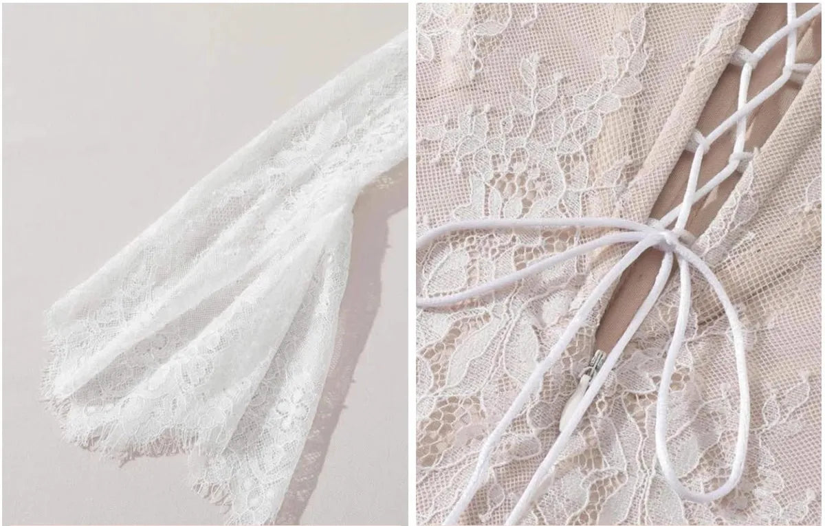 Parisian Romantic Winter Evening Gown Lace Dress Women Vintage Elegant Slim Sexy Birthday Wedding Party Strapless Dress