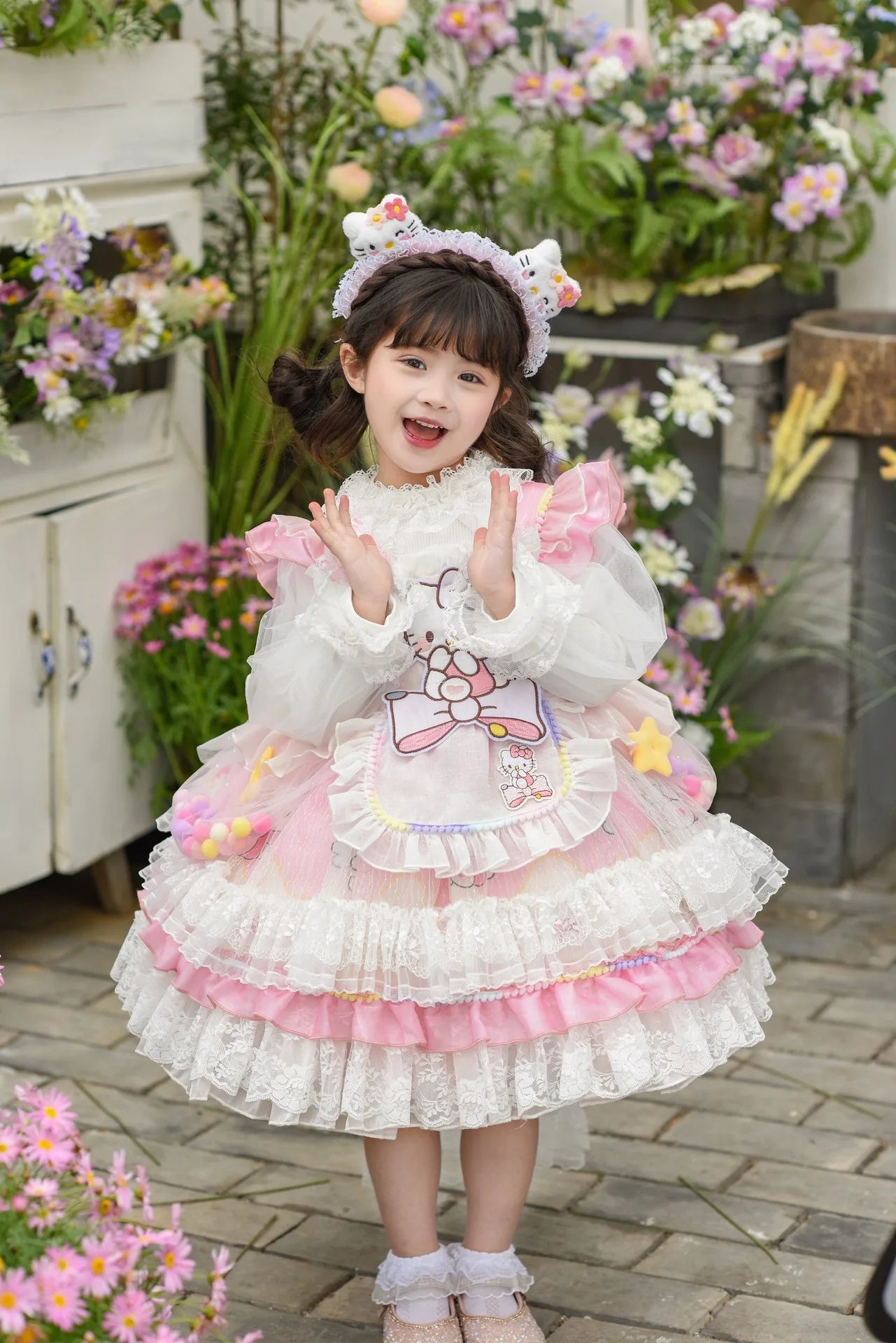cute Hello Kitty Dress Lolita Girls Party Skirt Girl Kid's Dress Children's Clothes Girls Clothes Kawaii Anime Birthday Gift